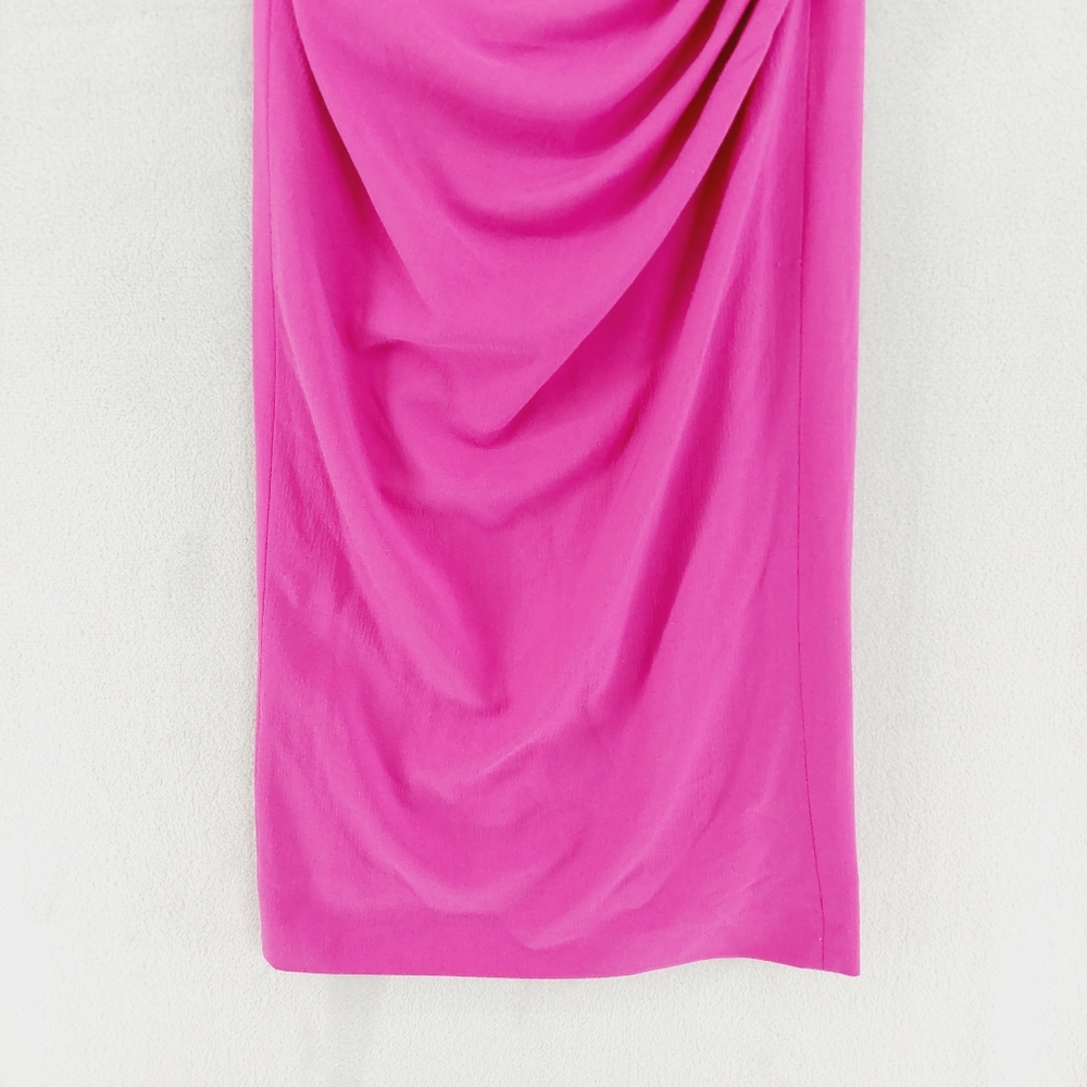 NEW Dress the Population Hot Pink Martine Stretch Crepe One-Shoulder Dress P7066 - Picture 3 of 9